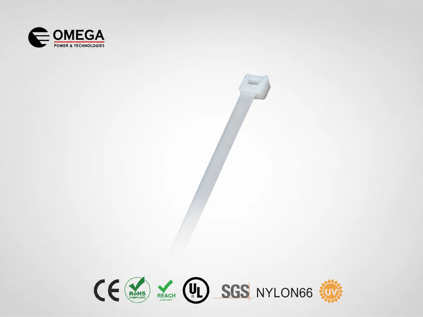 אזיקון לבן OMEGA במידה 7.5×200 מ״מ עם ראש נעילה וסימוני תקן