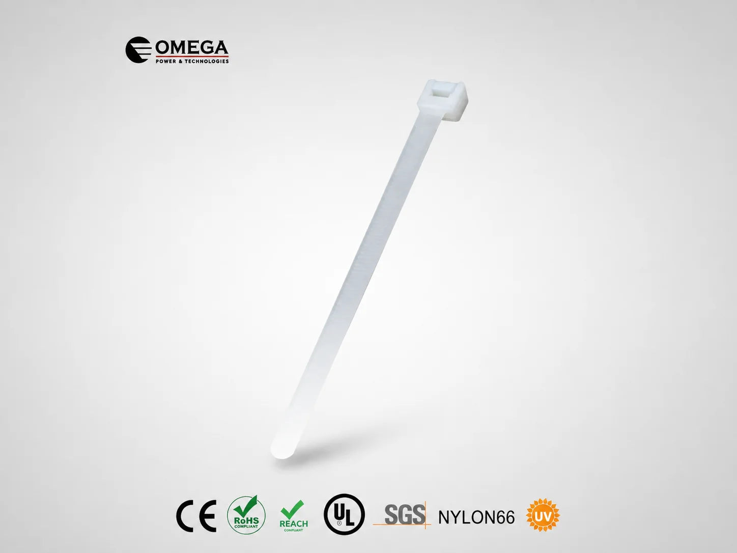 אזיקון לבן OMEGA במידה 7.5×250 מ״מ עם ראש נעילה וסימוני תקן