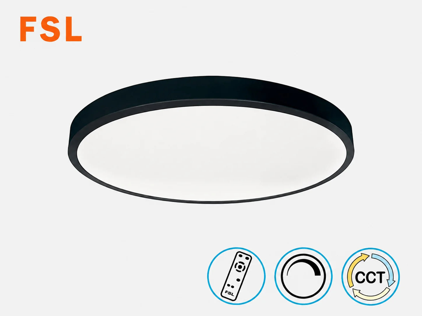 גוף תאורת LED של FSL בגימור שחור עם אפשרות לבחירת גוון אור