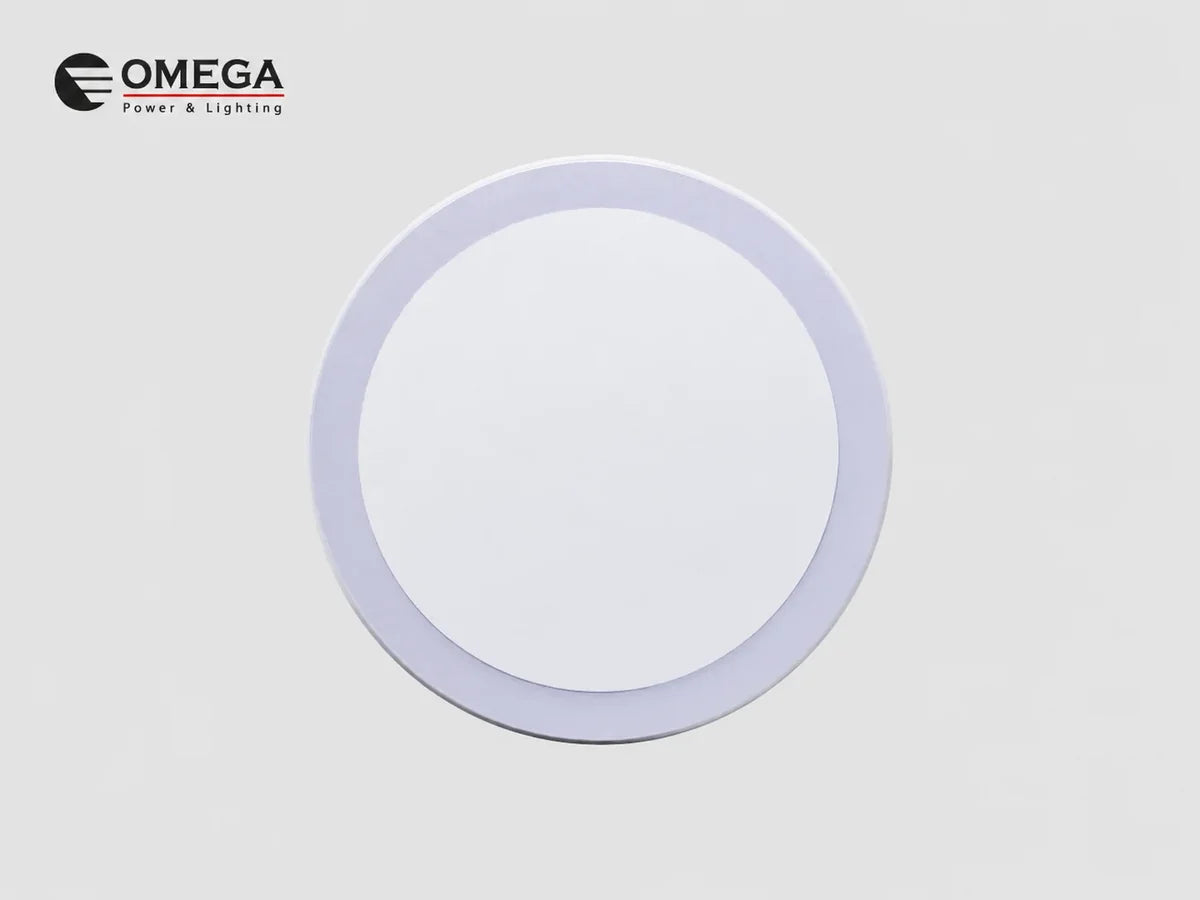 גוף תאורה צמוד תקרה עגול ולבן MONO 40W CCT מבית OMEGA עם טבעת אור היקפית
