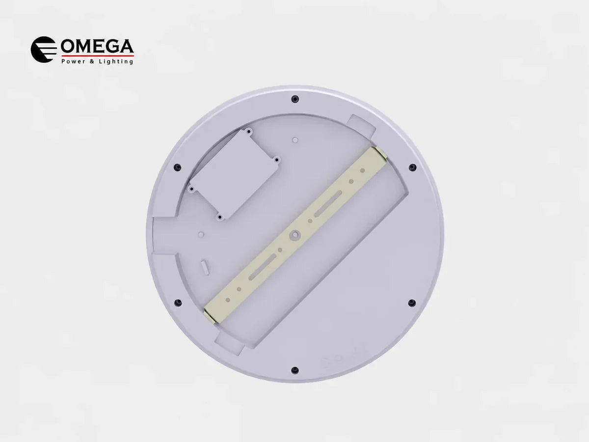 גוף תאורה צמוד תקרה עגול ולבן MONO 40W CCT מבית OMEGA עם טבעת אור היקפית
