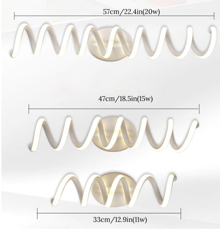 מידות של מנורת קיר מסדרת spiral