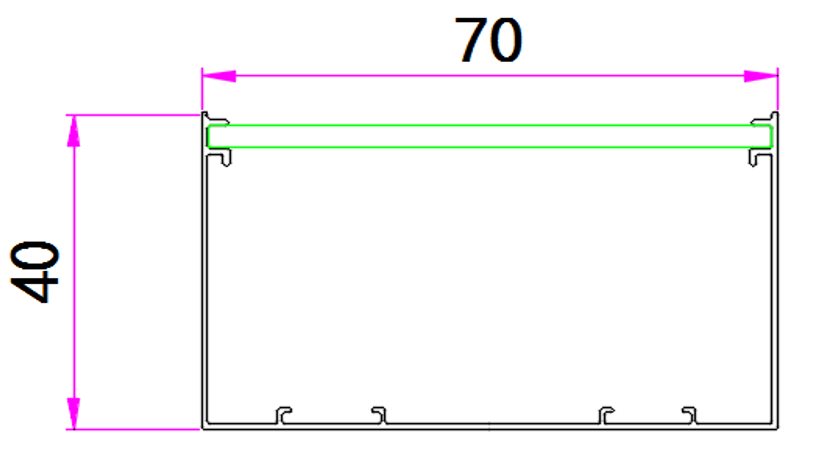 פרופיל תאורה 70X40 ממ צבע עץ אלון