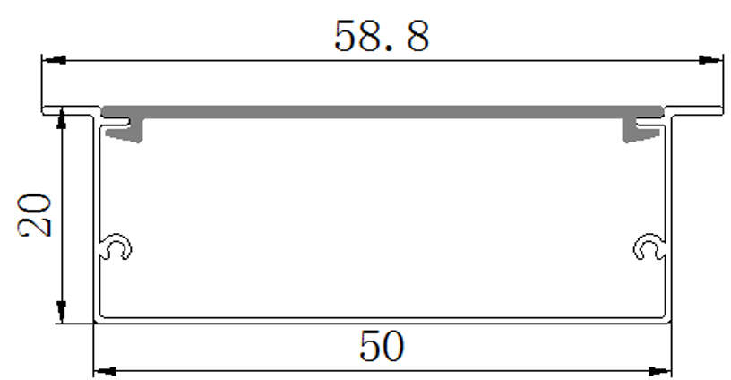 פרופיל תאורה 60X20 ממ שקוע צבע כסוף