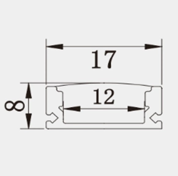 פרופיל אלומיניום לתאורת לד 8×17 מ"מ – גוף בלבד (ללא לד וללא שנאי)