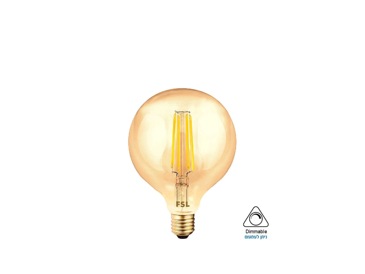 נורת פילמנט אמבר 10W לד גלוב 95 בסיס E27 - BULB באתר לדמרקט