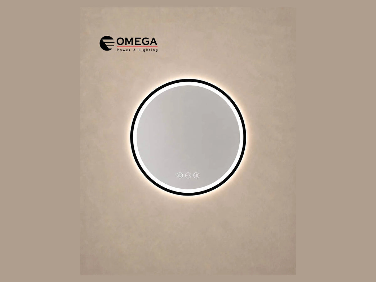 מראה עגולה LED מרחפת Hermes מסגרת שחורה IP54 קוטר 60 ס"מ - LED Mirror באתר לדמרקט