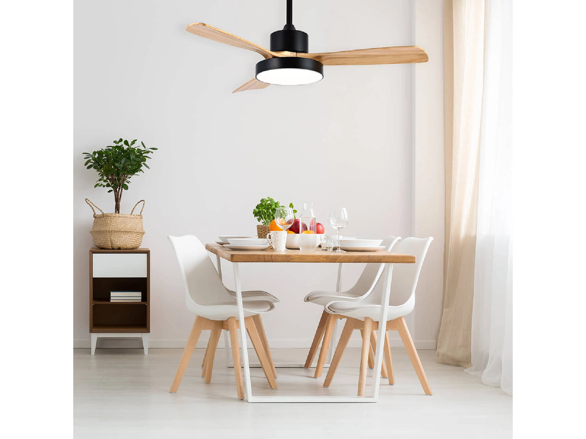 מאוורר תקרה "48 דגם EDIT עם שלט-שחור ועץ - Ceiling Fan with Light באתר לדמרקט