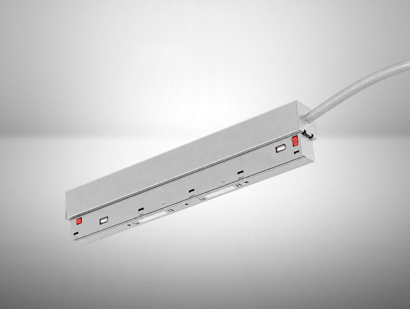 דרייבר שקוע לפס צבירה מגנטי מדגם LINE של מותג OMEGA בגימור לבן מטאלי עם כבל הזנה
