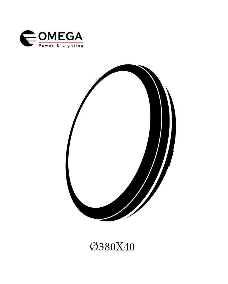 פלפון IP65 55W MONO SLIM  ,שחור,OMEGA 3CCT, Ø380X40 - תאורה באתר לדמרקט