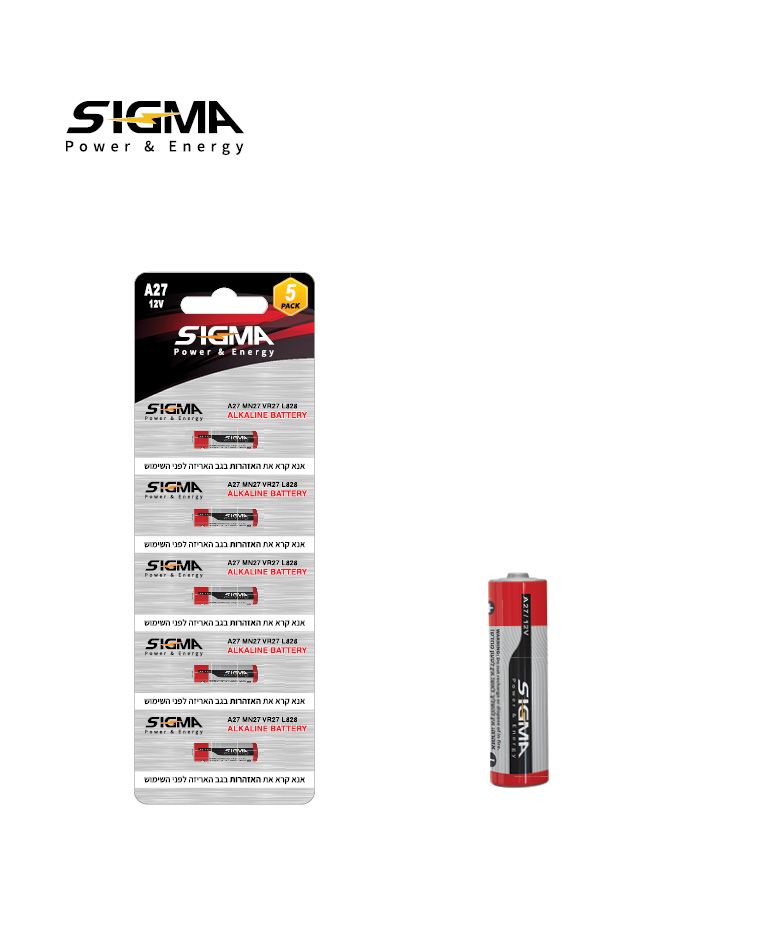 סוללת אלקליין A27 מתח 12V ליחידה - סוללות ומטענים באתר לדמרקט