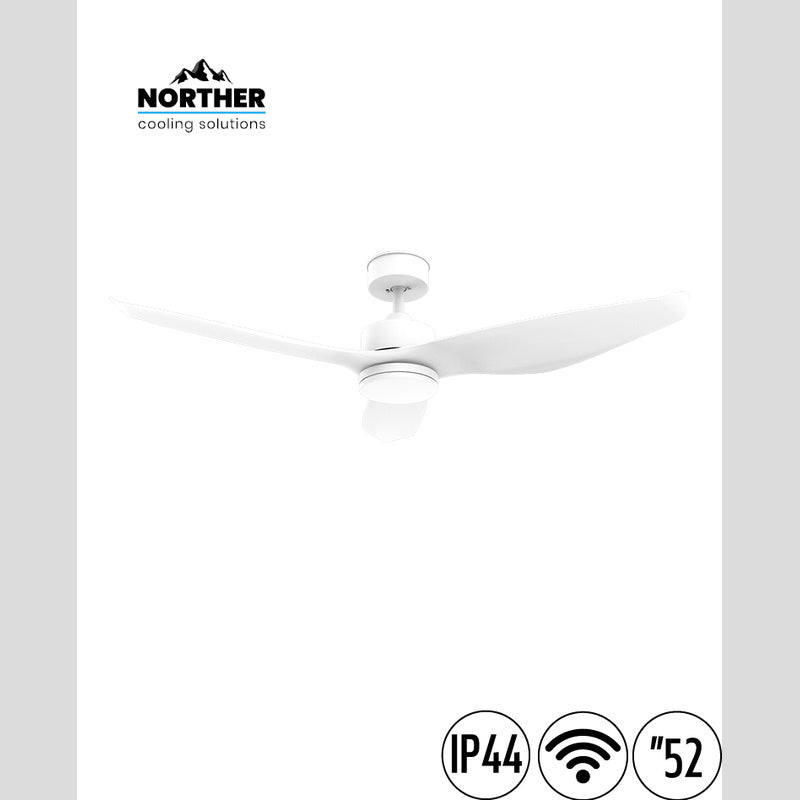 מאוורר תקרה 52" UNO WIFI לפרגולה IP44 כולל שלט ותאורה NORTHER - מאווררי תקרה באתר לדמרקט