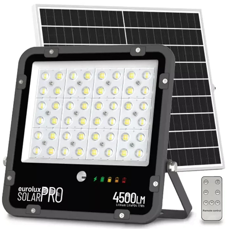 פנס הצפה + עבודה + חרום, נטען סולארי/USB שחור 4500 לומנים IP65 אור חם LifePO4 מקצועי - Outdoor Wall and Ceiling Lights באתר לדמרקט