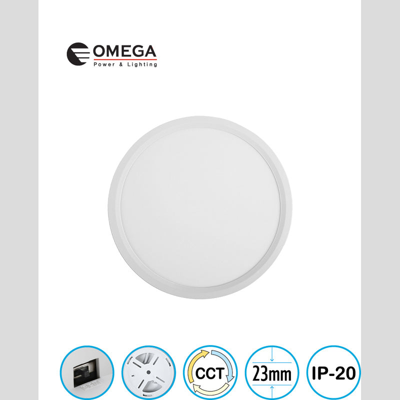 פאנל ELEMENT CCT לבן דק במיוחד מידה Ø300X23 מ"מ, OMEGA 28W - Flush Mount Ceiling Light באתר לדמרקט