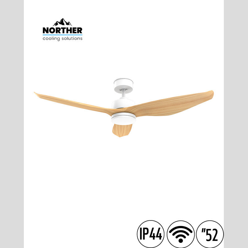 מאוורר תקרה 52" UNO WIFI לפרגולה IP44 כולל שלט ותאורה NORTHER - מאווררי תקרה באתר לדמרקט