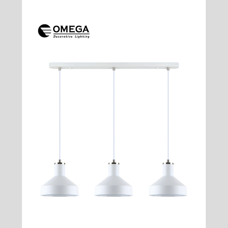 גוף תאורה תלוי לילך בסיס מלבני 3XE27 לבן - Hanging lamps with bulbs באתר לדמרקט
