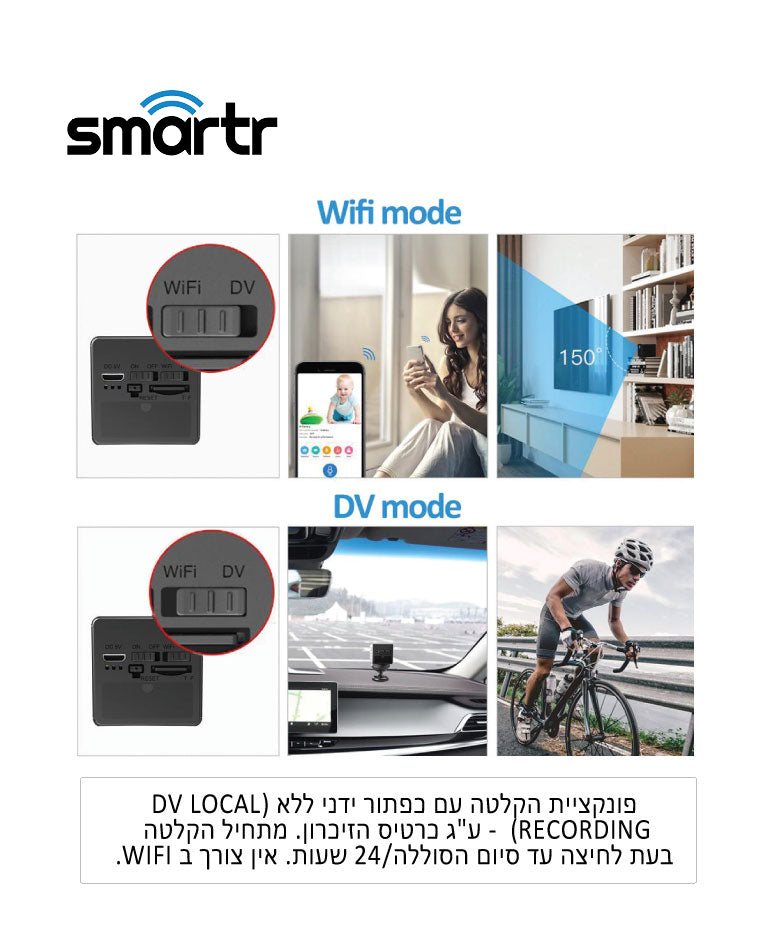 מצלמת אבטחה WIFI נטענת ניידת SMARTR 1080P/HD - טיימרים ומוצרי WIFI באתר לדמרקט