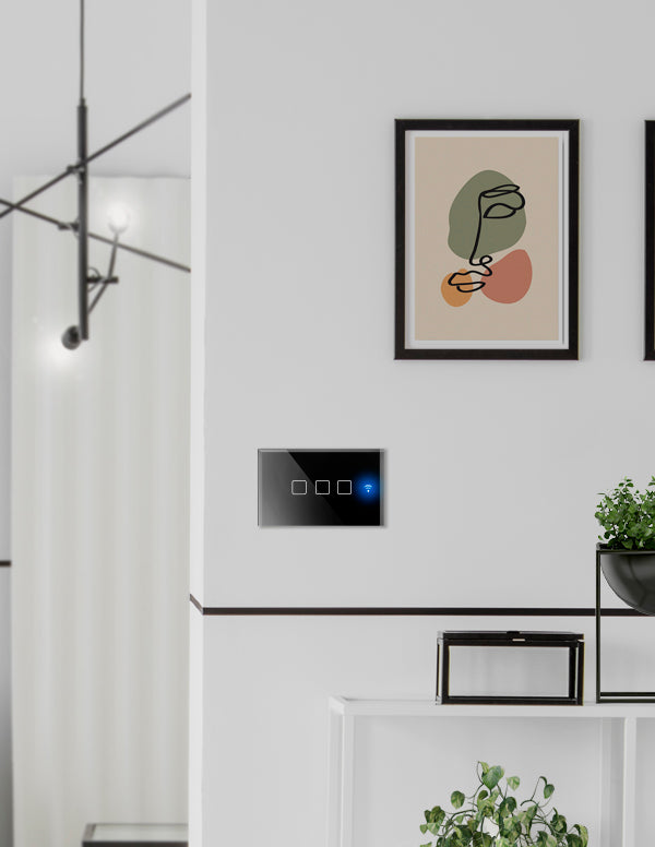 מפסק תאורה שחור 3 מתגים  TOUCH WIFI - טיימרים ומוצרי WIFI באתר לדמרקט