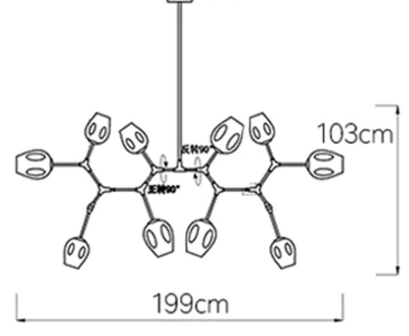 מידות של מנורת תלייה DECO GLASS 199CM