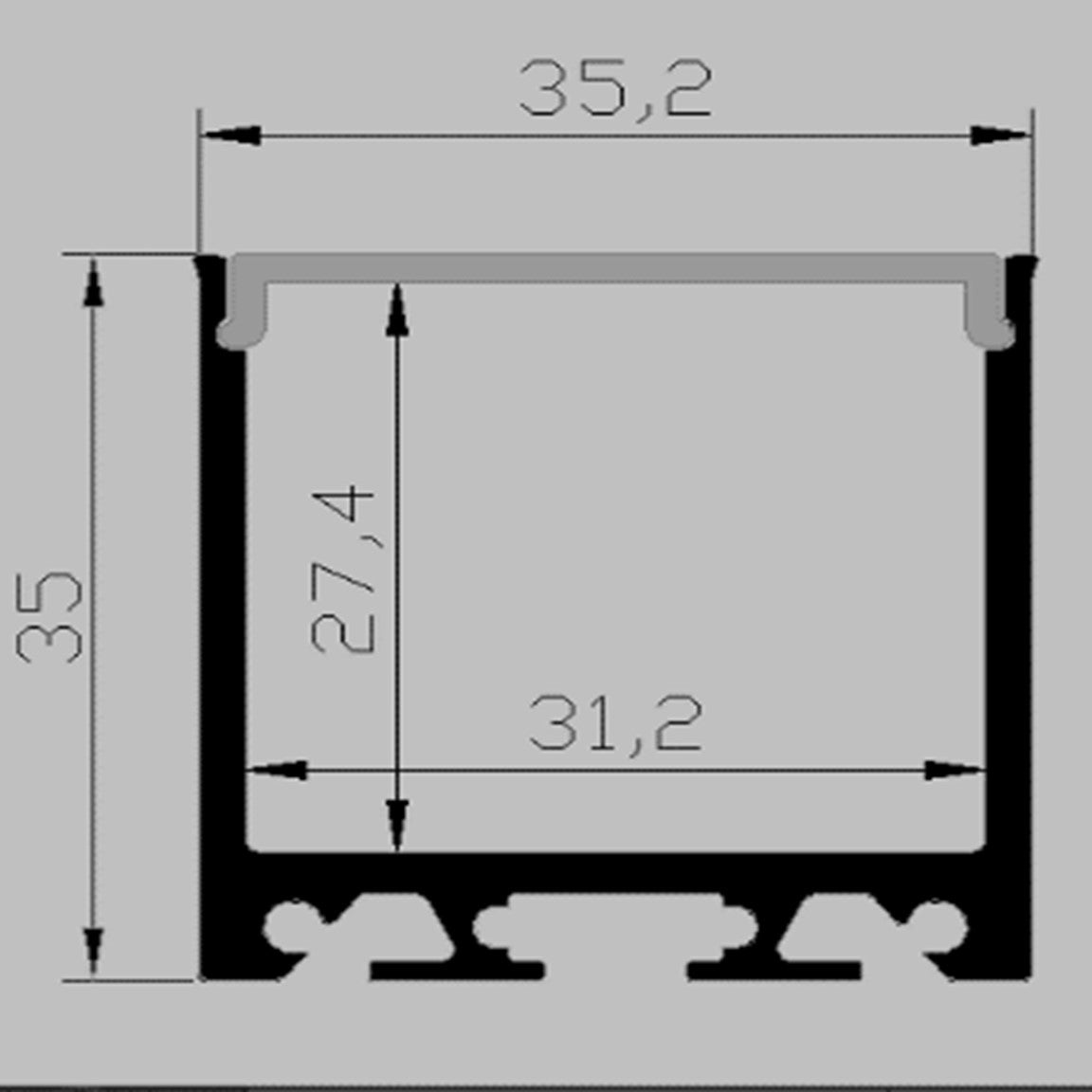 פרופיל תאורה צמוד תקרה אלומיניום  35X35 מ"מ - תצוגה