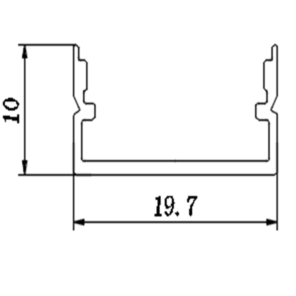 פרופיל תאורה 20X10 ממ כסוף