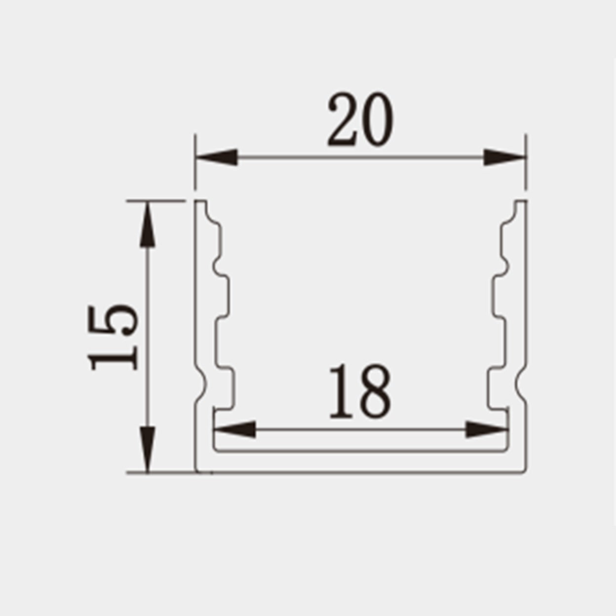 פרופיל תאורה 20X15 ממ כסוף