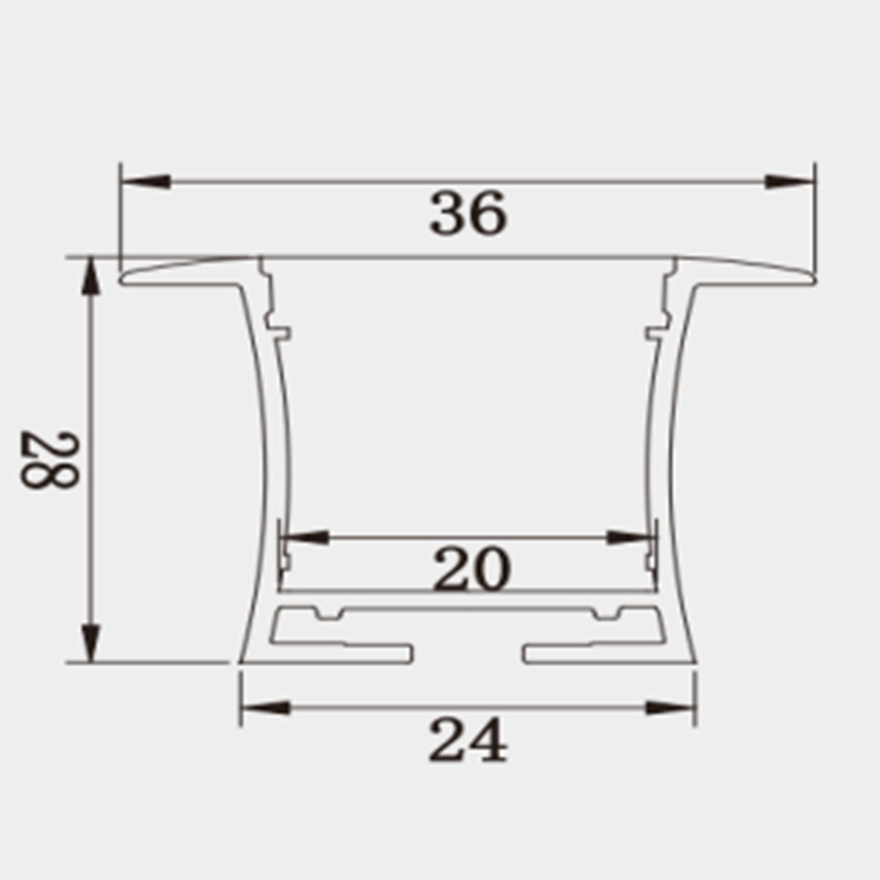 פרופיל תאורה 36X28 ממ כסוף