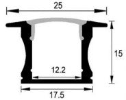 פרופיל תאורה 25X15 ממ כסוף